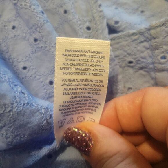 Izod Blue Split Neck Tank Top Women's Size Large - Picture 6 of 6